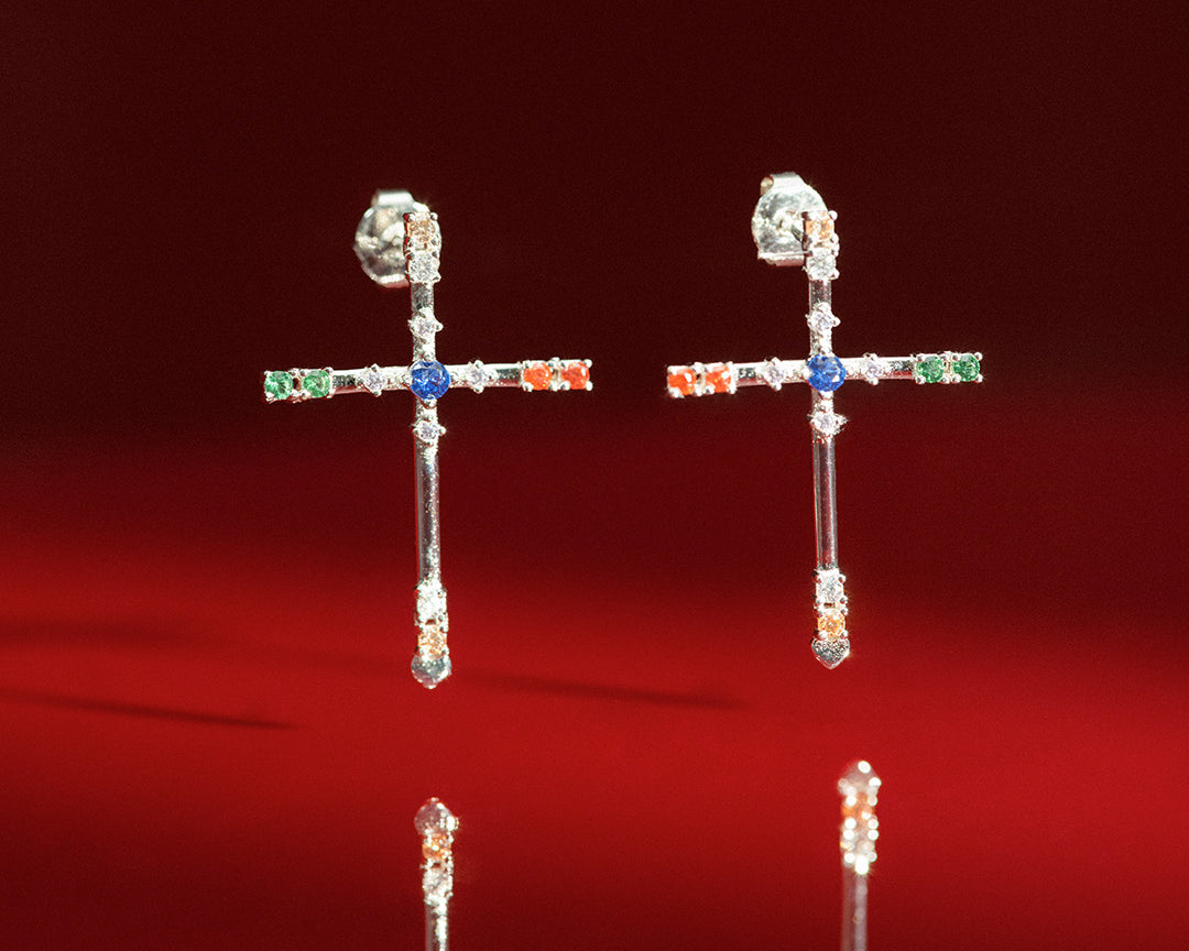 Cross earrings Franky Amsterdam silver