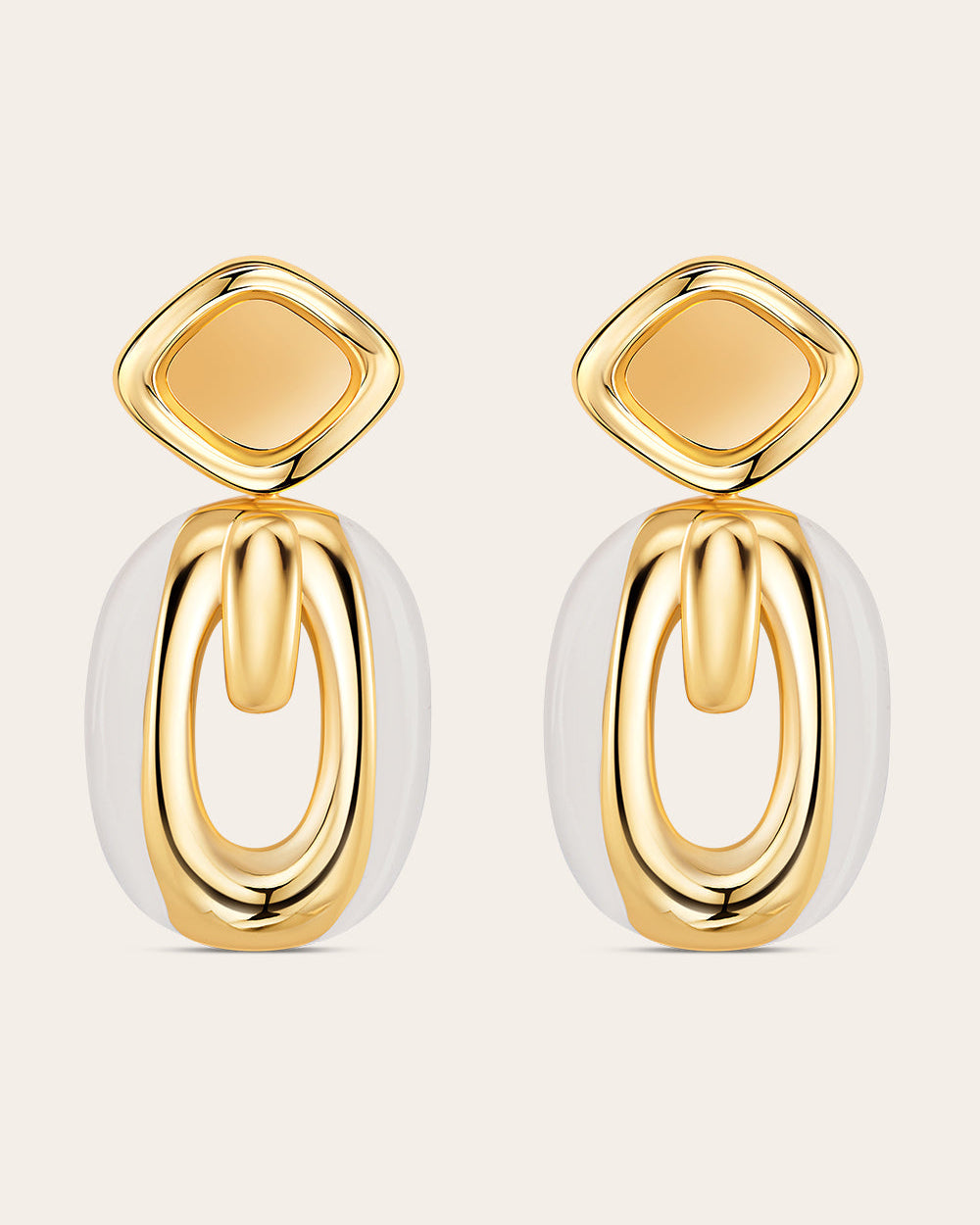 Gold plated geometric drop earrings