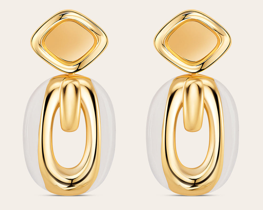 Gold plated geometric drop earrings