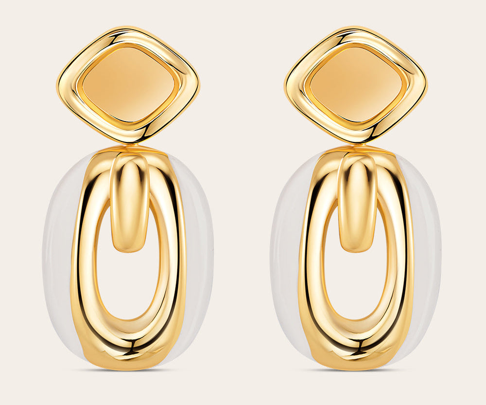 Gold plated geometric drop earrings