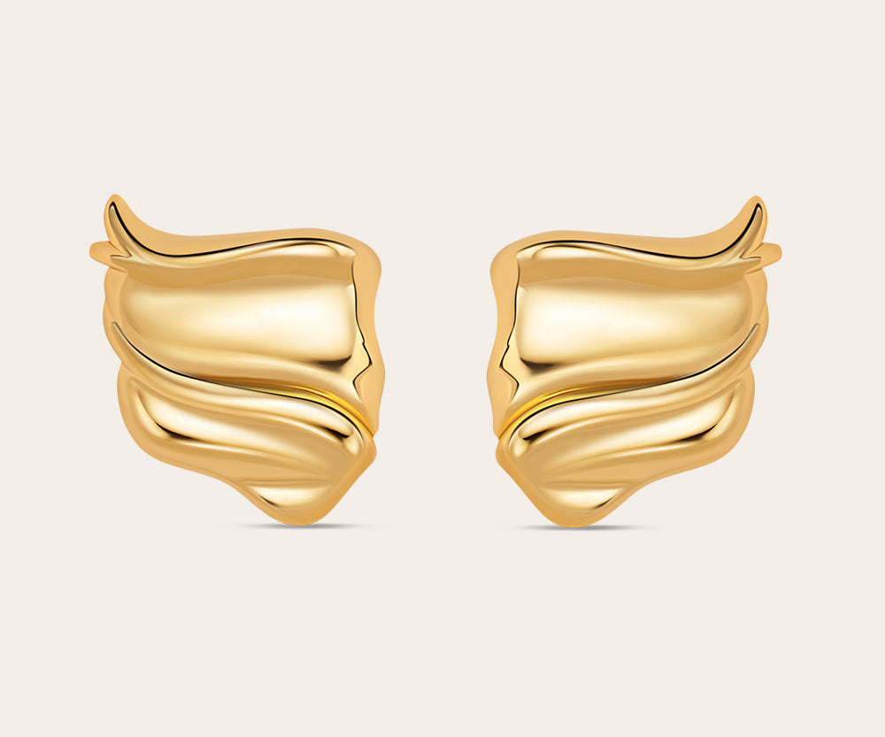 Gold plated sculptural statement earrings