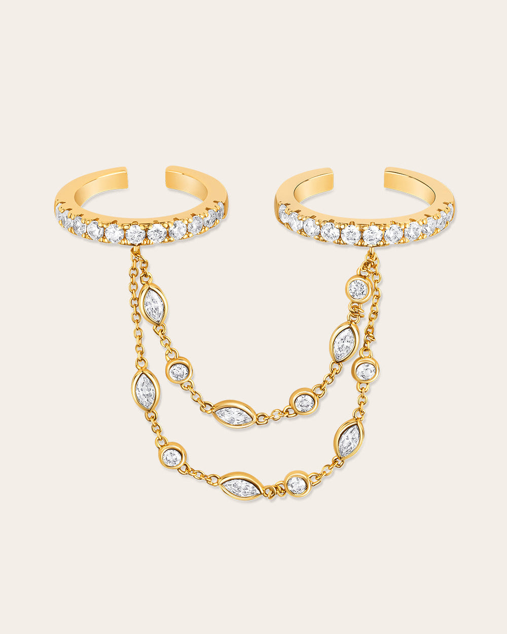 De Aurelia dubbele ring ketting - gold plated