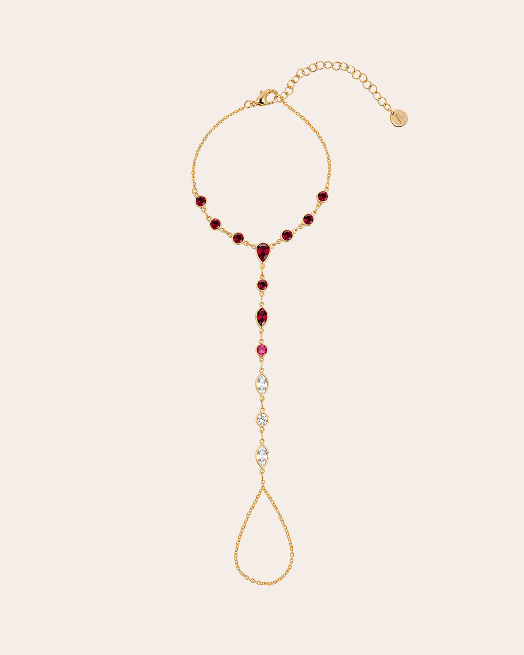 De Aurelia Burgundy hand chain - gold plated