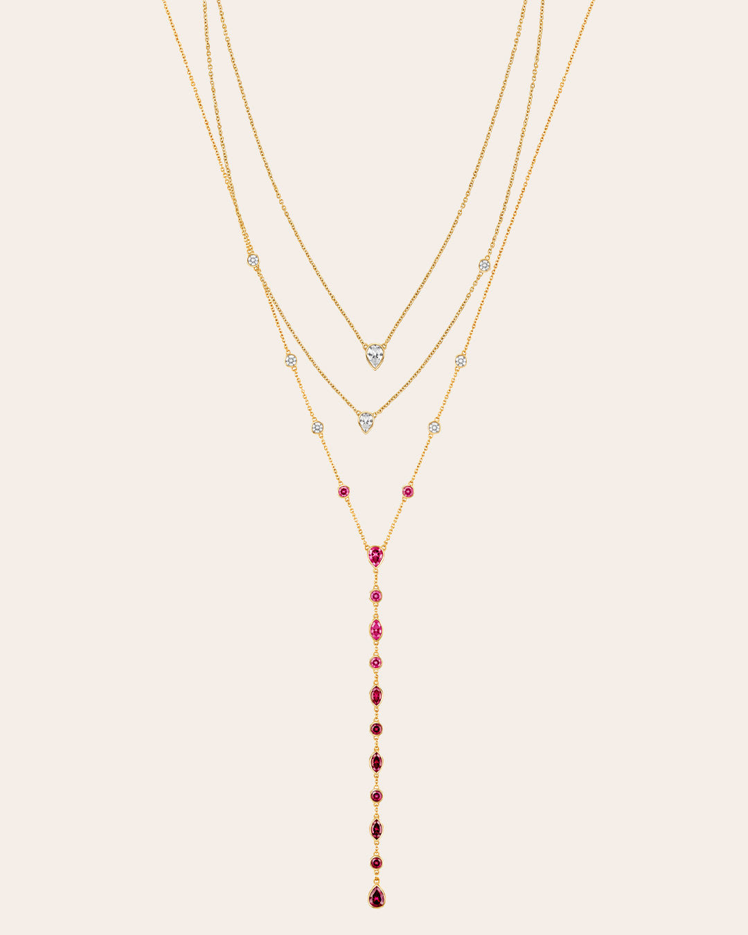 De Aurelia Burgundy ketting - gold plated
