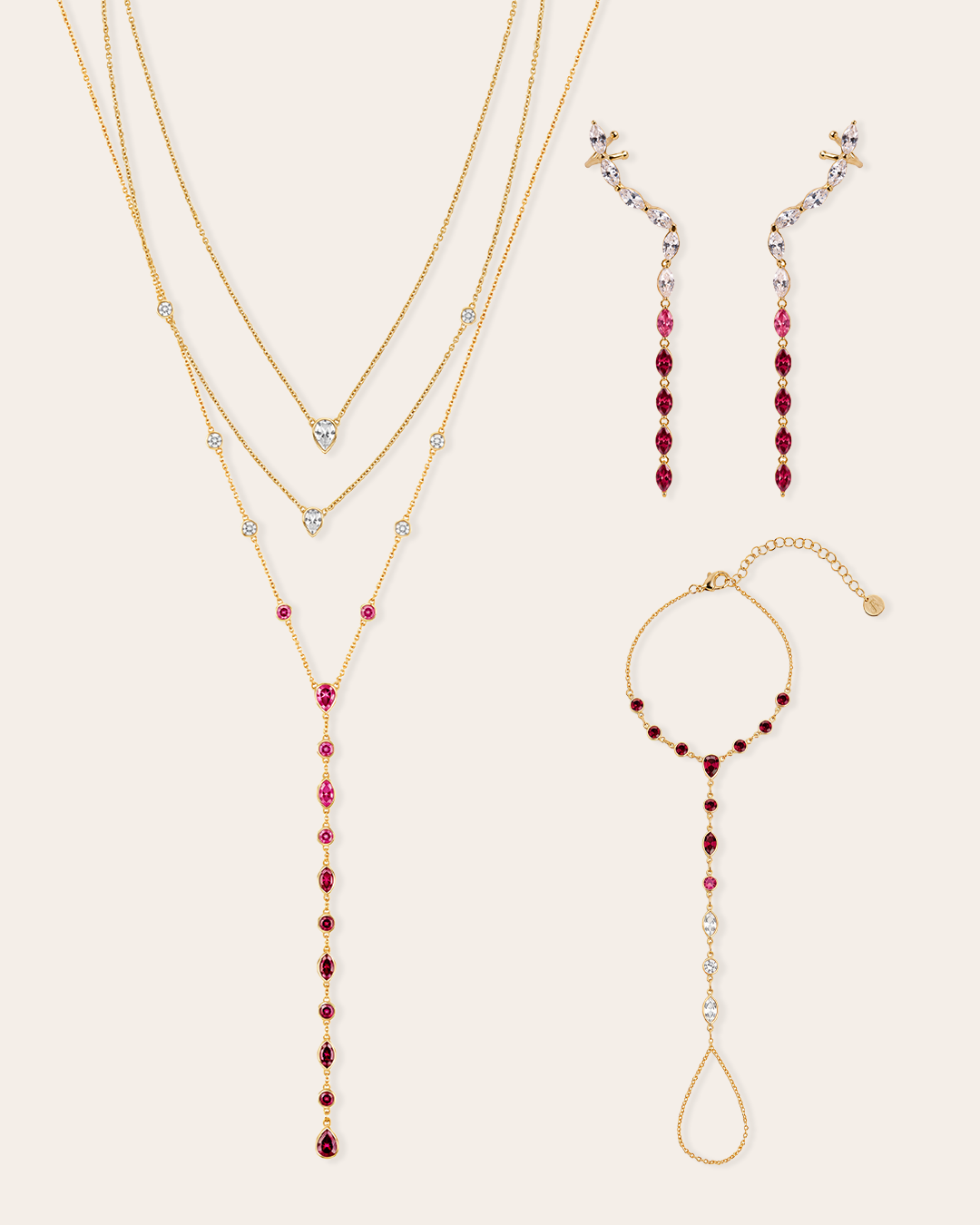De Ultimate Burgundy set - gold plated