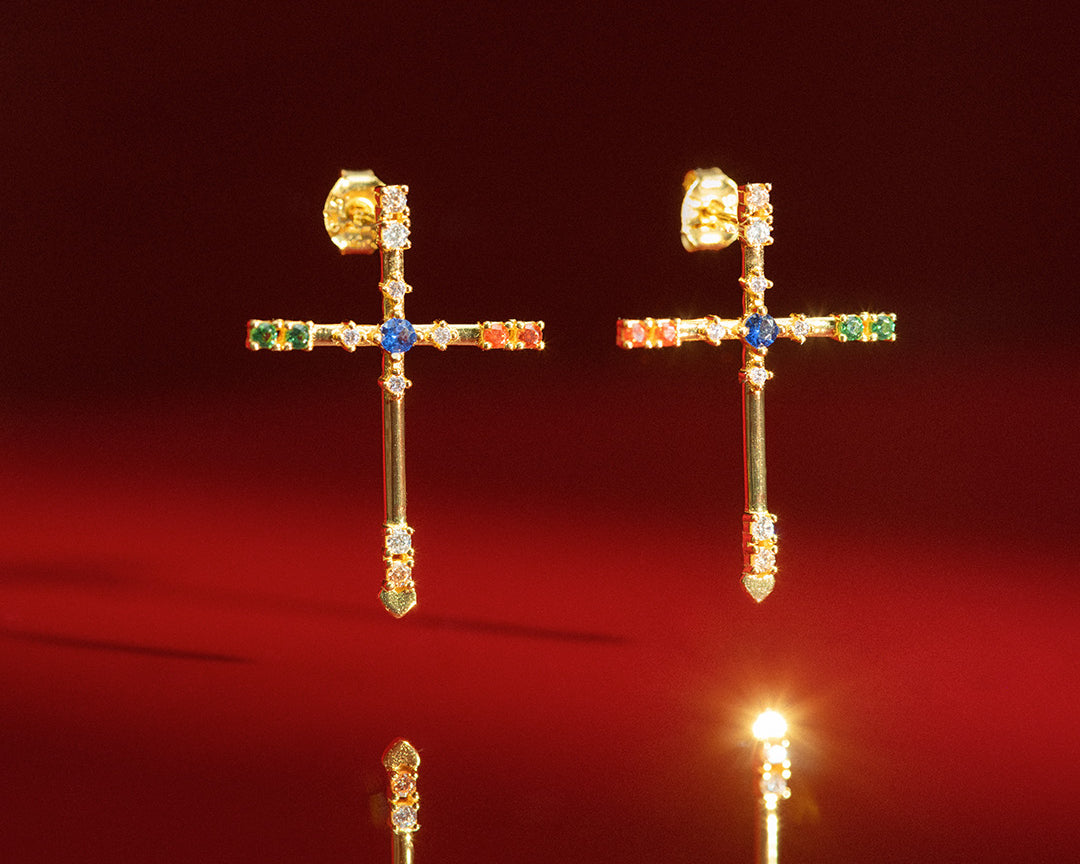 Cross earrings Franky Amsterdam gold
