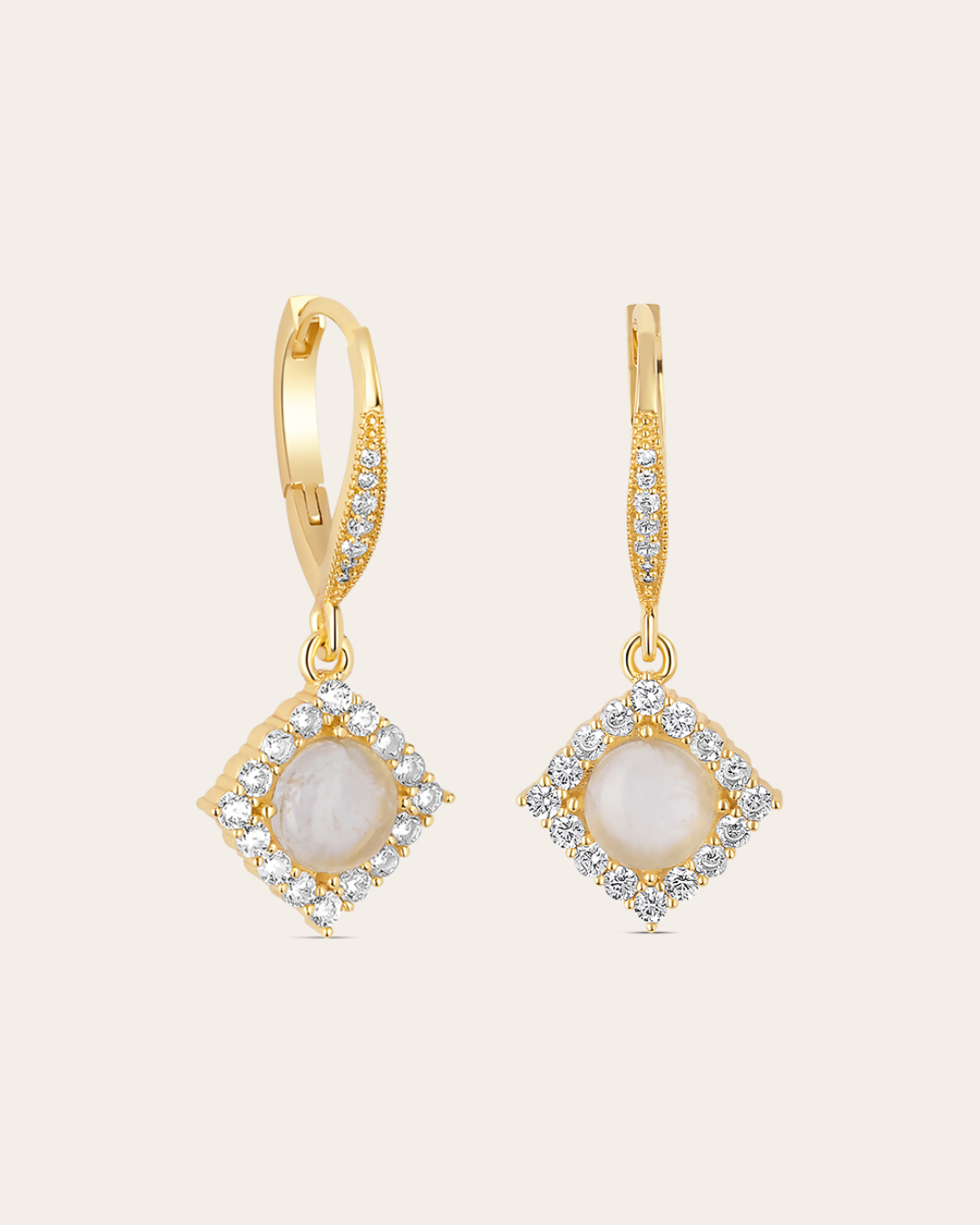 De Lila Moonstone oorbellen - gold plated