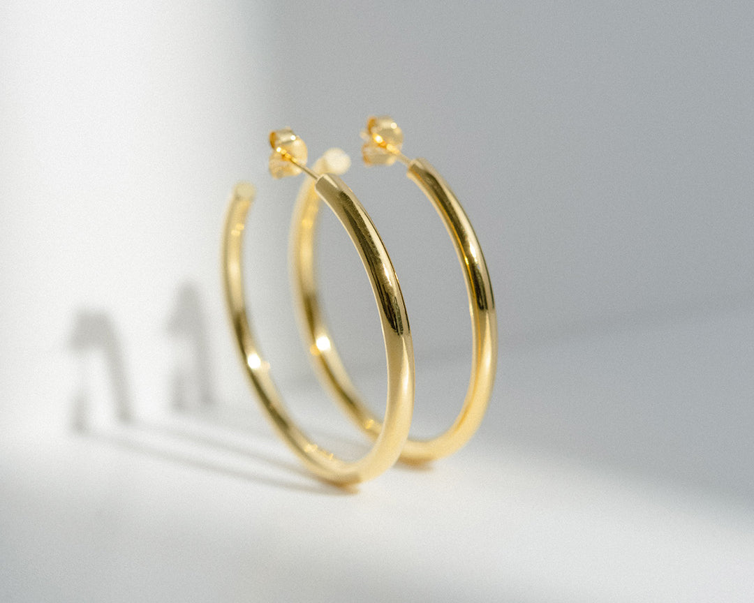 Gold plated basic hoops