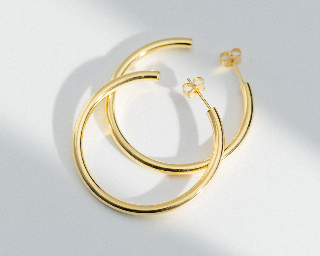 Gold plated large hoops