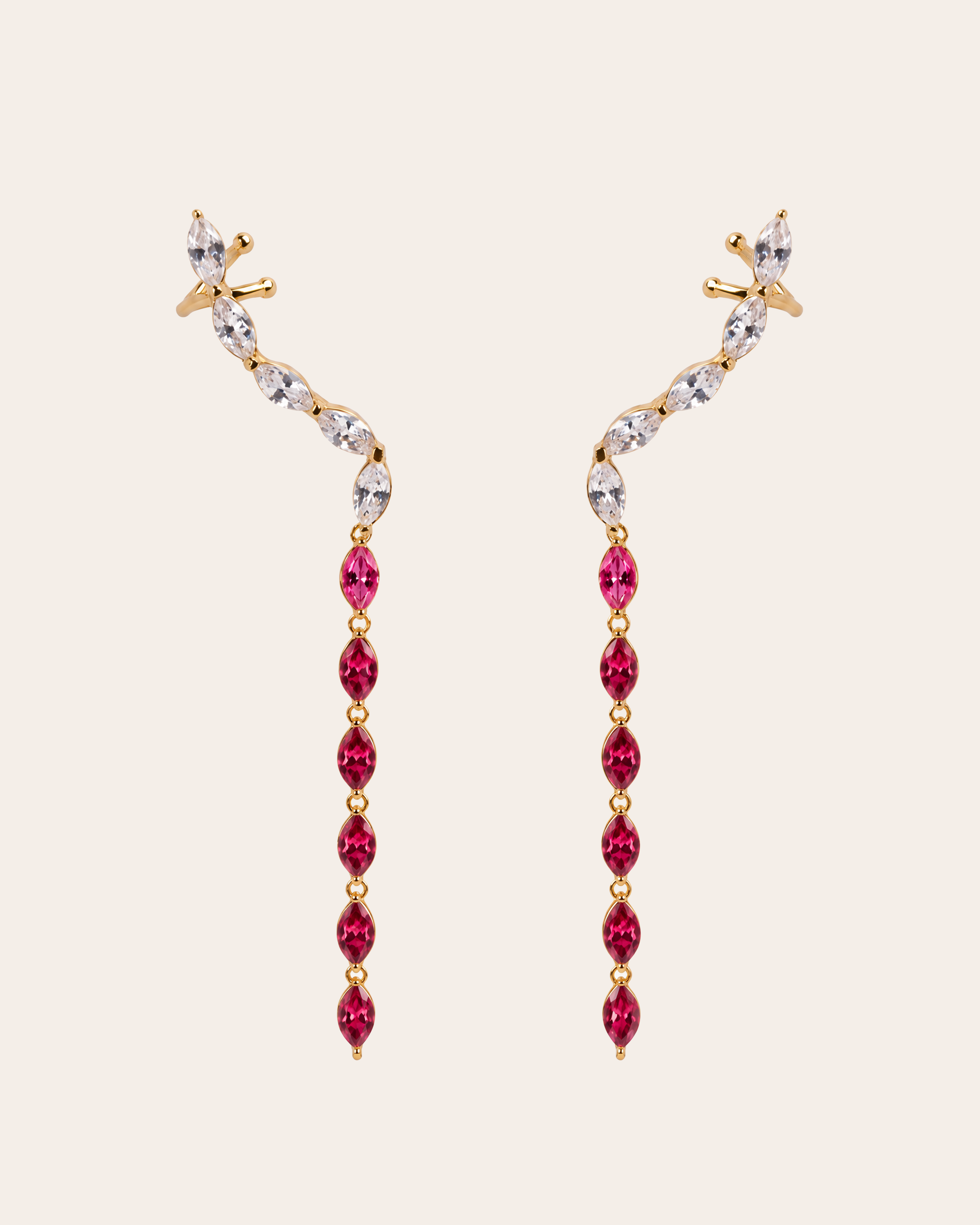 De Freya Burgundy oorbellen - gold plated