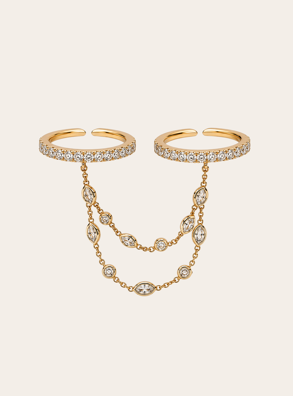 De Aurelia Dubbele Ring Ketting - gold plated
