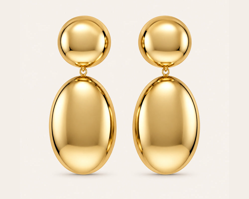 Gold plated oval drop earrings