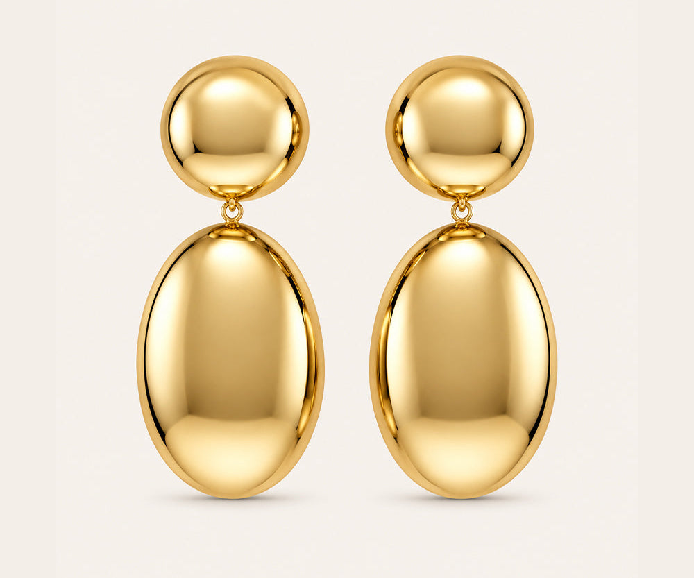 Gold plated oval drop earrings
