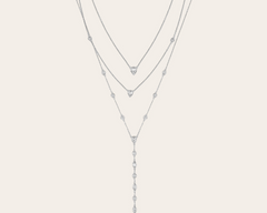 Three layered silver necklaces with delicate zirconia details