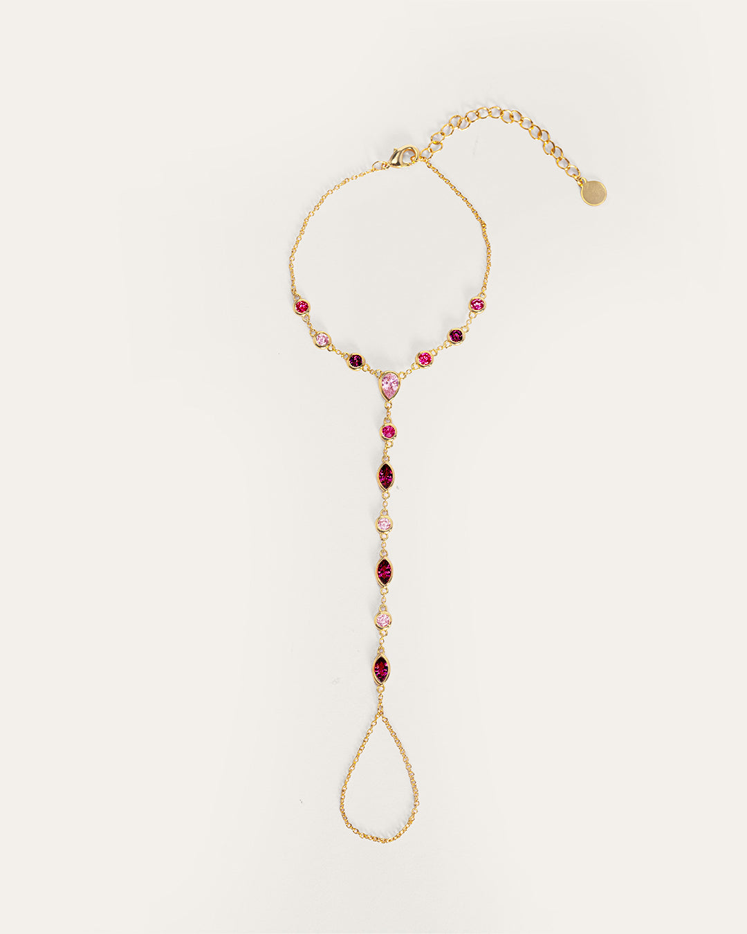 De Aurelia Ruby hand chain - gold plated